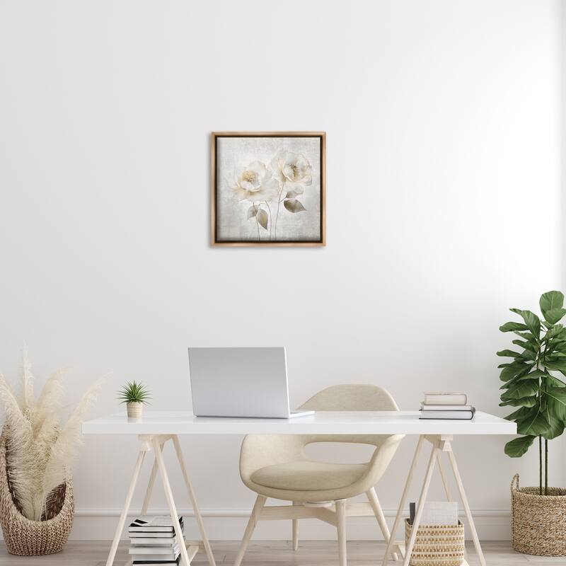 Stupell Contemporary Muted Blossoms Framed Floater Canvas Wall Art Design By Irene Weisz