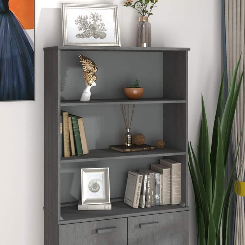 vidaXL Cabinet Top for Highboard Sideboard with Shelves HAMAR Solid Wood Pine - 33.5"x13.8"x39.4" - Dark Gray