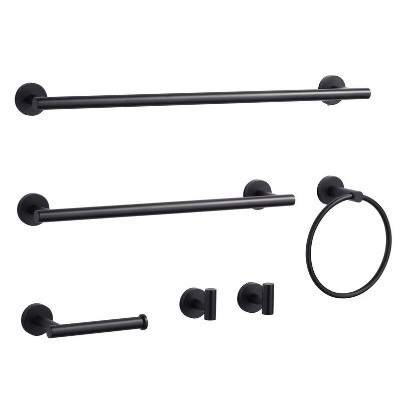 WOWOW 6-Piece Bath Hardware Set with Mounting Hardware - Matte Black