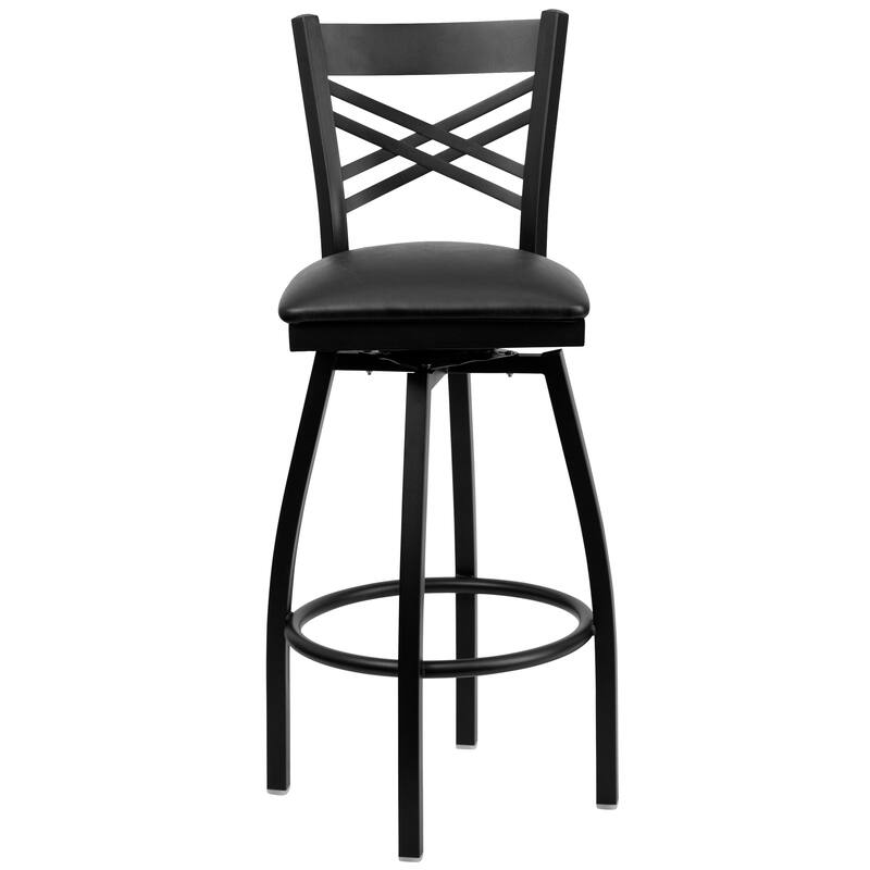 2 Pack ''X'' Back Swivel Metal Barstool - 16.5"W x 20.5"D x 44.5"H - 16.5"W x 20.5"D x 44.5"H
