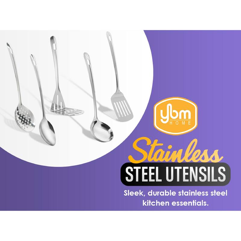Stainless Steel Kitchen Serving Utensils, Cooking, Long Handle, Hanging Hole
