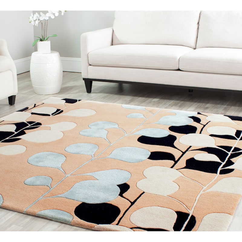 SAFAVIEH Handmade Capri Dorle Modern Wool Rug - 7' Square - Beige/Ivory