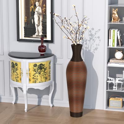 39 "tall standing designer floor vases with elegant two-tone dark brown finishes