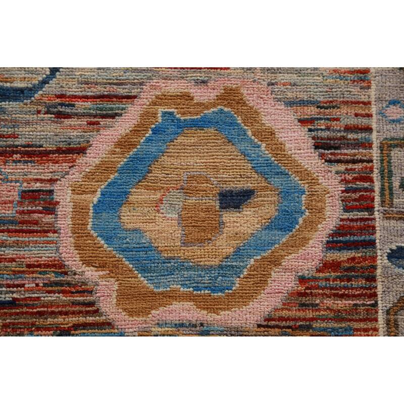 Hand Knotted Oriental 100% Wool Carpet Transitional Floral Multi-Colored Oushak Area Rug - 11' 5'' X 8' 10''