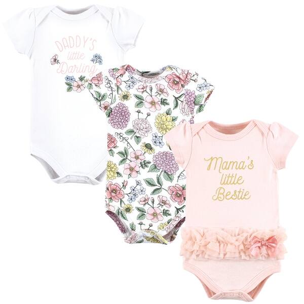 slide 1 of 1, Hudson Baby Infant Girl Cotton Bodysuits, Vintage Blossom Tutu 0-3 Months - Vintage Blossom Tutu