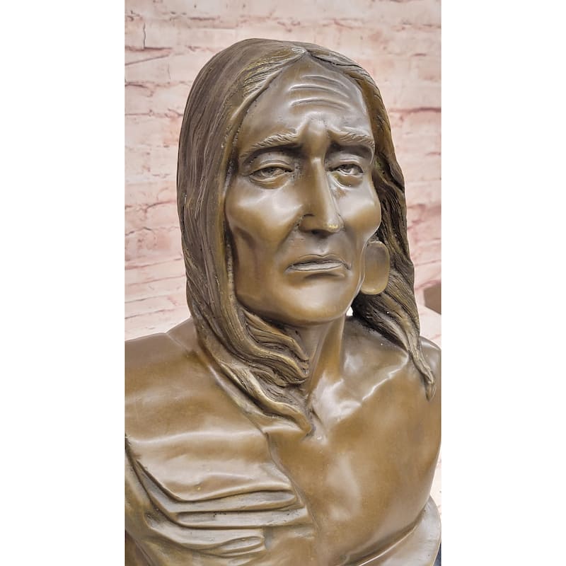 Signed Original Artwork By Milo Native American Chief Bronze Sculpture Bust