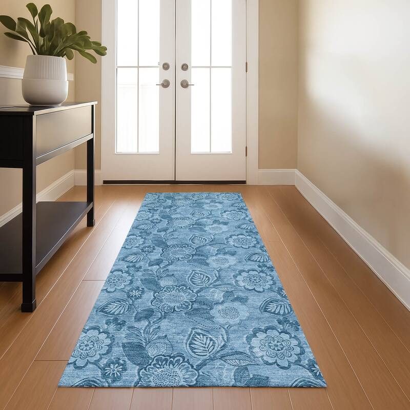 Premium Washable Super Soft Traditional Mayfield Rug - Blue - 2'3" x 7'6"