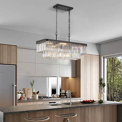 Rectangular Crystal Chandelier Adjustable
