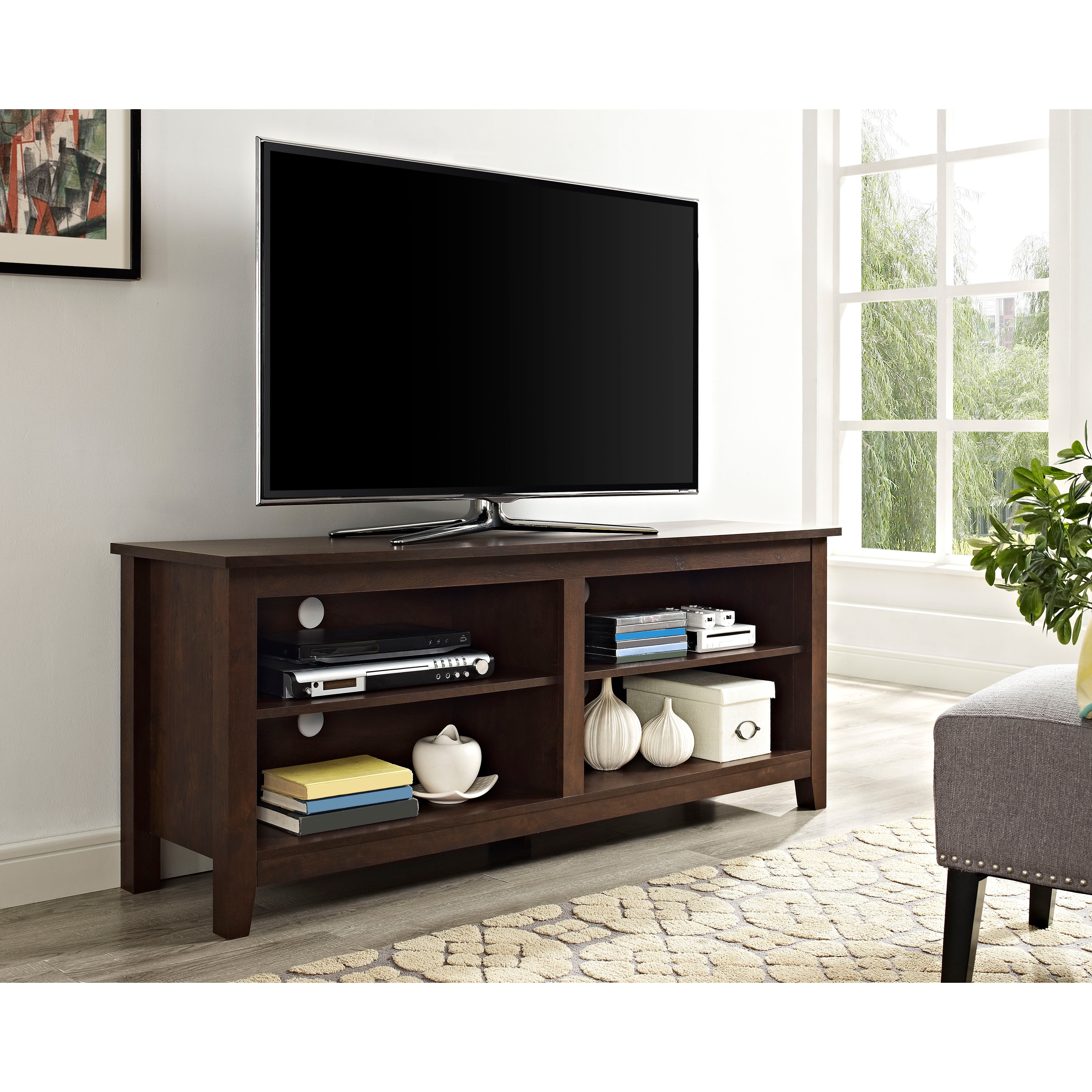 Porch Den Dexter 58 Inch Traditional Brown Tv Stand Console On Sale Overstock 22751388