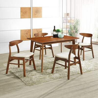 Hollencrest Mid-century Fabric Upholstered Wood Dining Chairs (Set of 4)
