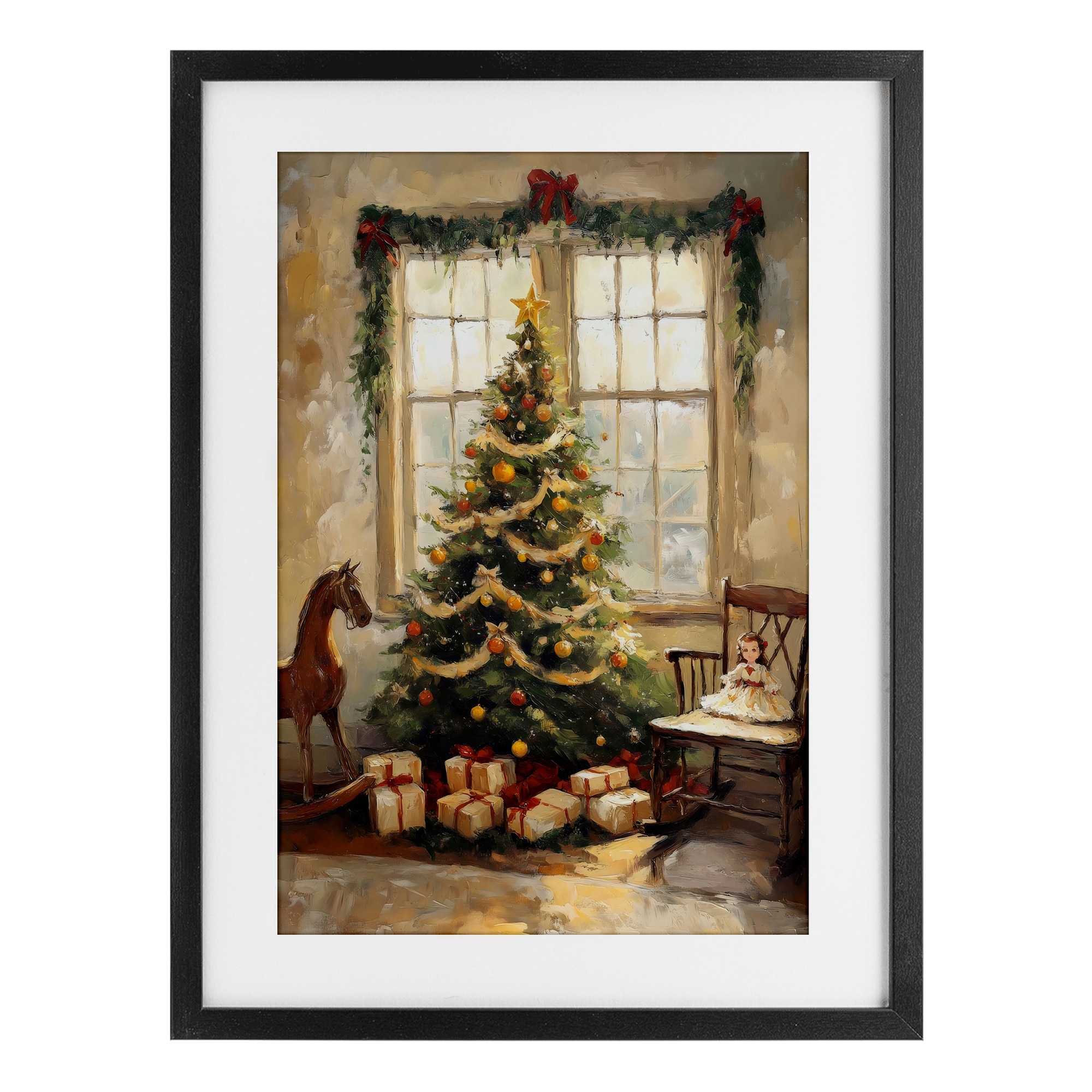 Stupell Christmas Morning Window View Under Glass Framed Design By Petal Prints Design