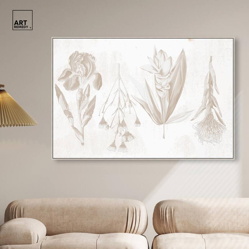 White Pressed Flora Canvas by Art Remedy
