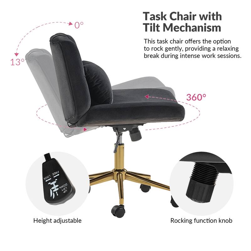 Ollie Modern Flannel Swivel Tilting Office Chair with Pillow by HULALA HOME