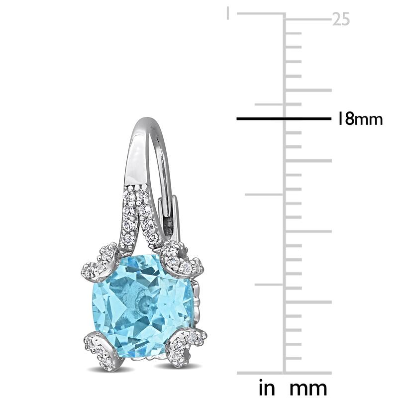 Miadora 5 3/5ct TGW Sky Blue Topaz and White Topaz Leverback Earrings in Sterling Silver
