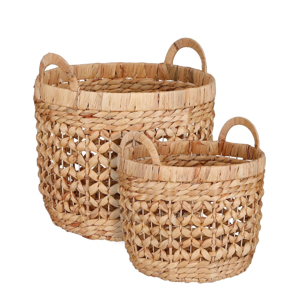 Set of 2 Paddle Baskets Round L. Brown-ST