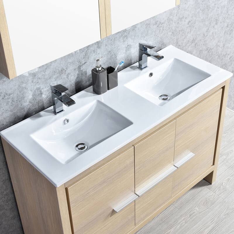 Solid Wood Bathroom Vanity with Mirror Medicine Cabinet