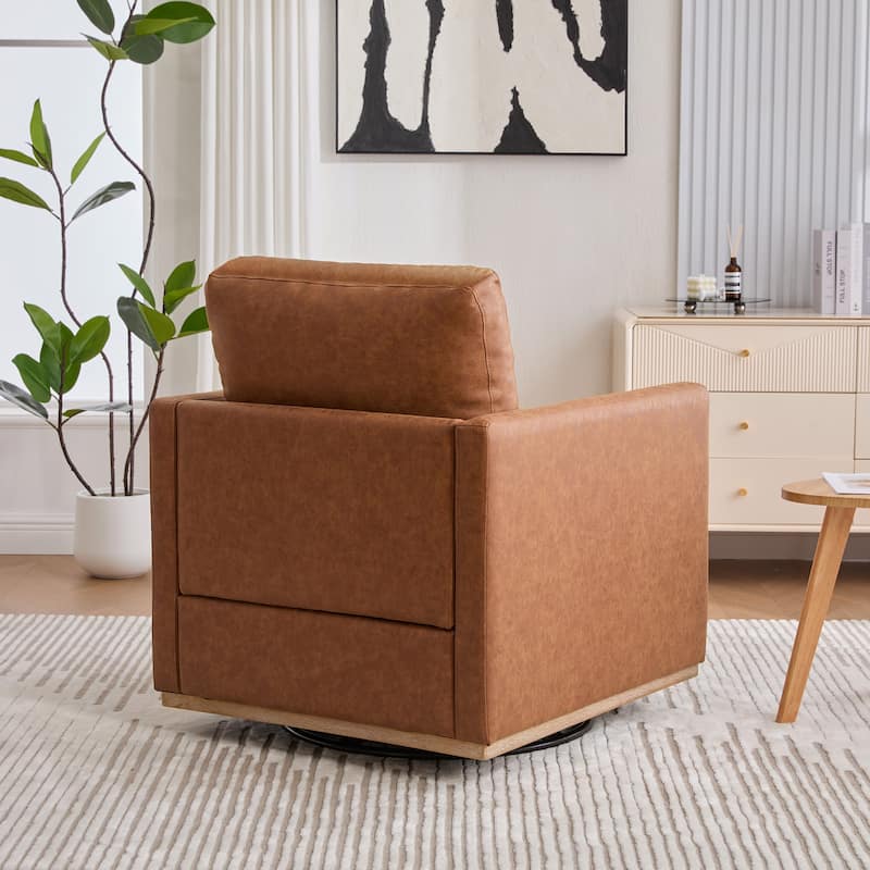30.7"W Upholstered Square Swivel Accent Chair and Comfy Accent Single Sofa Chair, 360 Degree Club Chair, Lounge Armchair