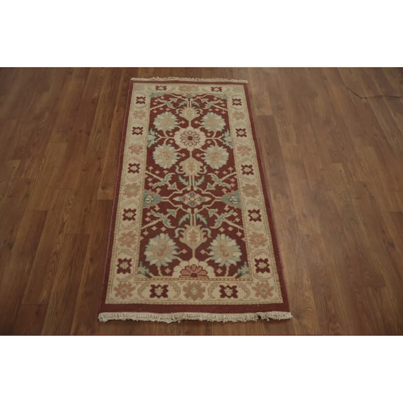 Hand Knotted Oriental 100% Wool Carpet Traditional All-Over Brown Ziegler Area Rug - 3' 10'' X 2' 0''