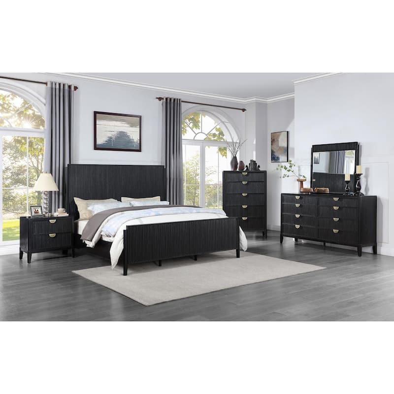Brookmead Transitional Panel Bedroom Set Black - Eastern King - 5 Piece