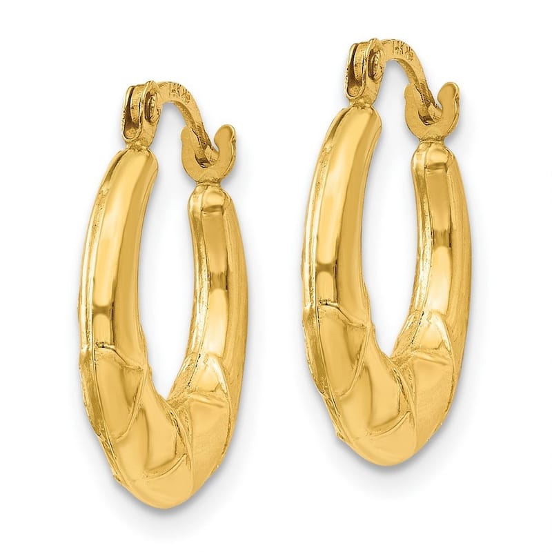 Curata 14k Yellow Gold Polished 3x16mm X Hoop Earrings