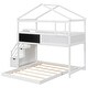 preview thumbnail 11 of 36, Modern Twin Over Full House Bunk Bed With Storage Staircase And Blackboard,Sturdy Frame for Bedroom