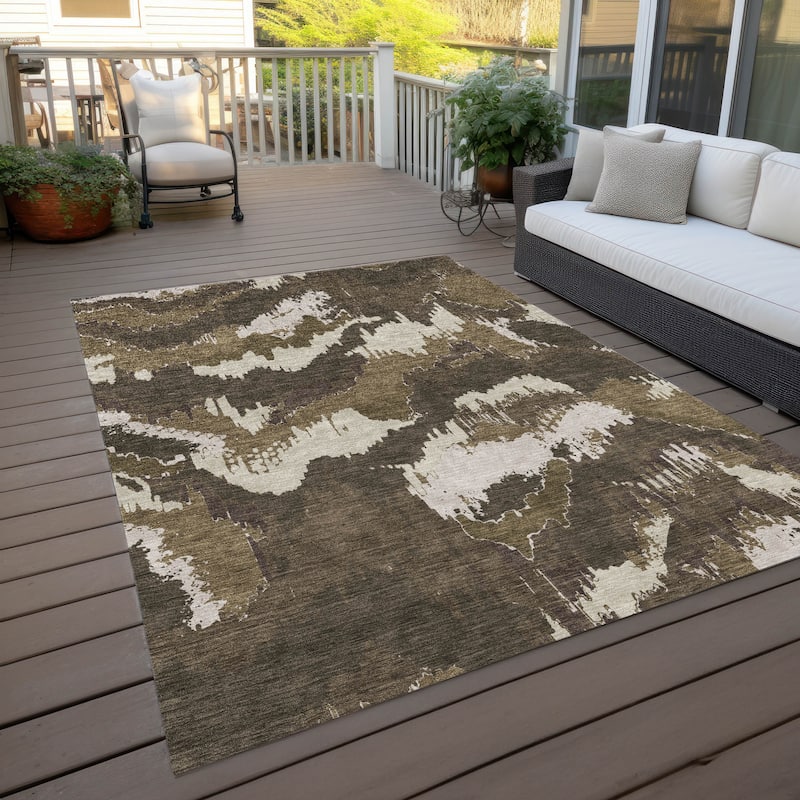 Machine Washable Indoor/ Outdoor Chantille Ombre Abstract Rug
