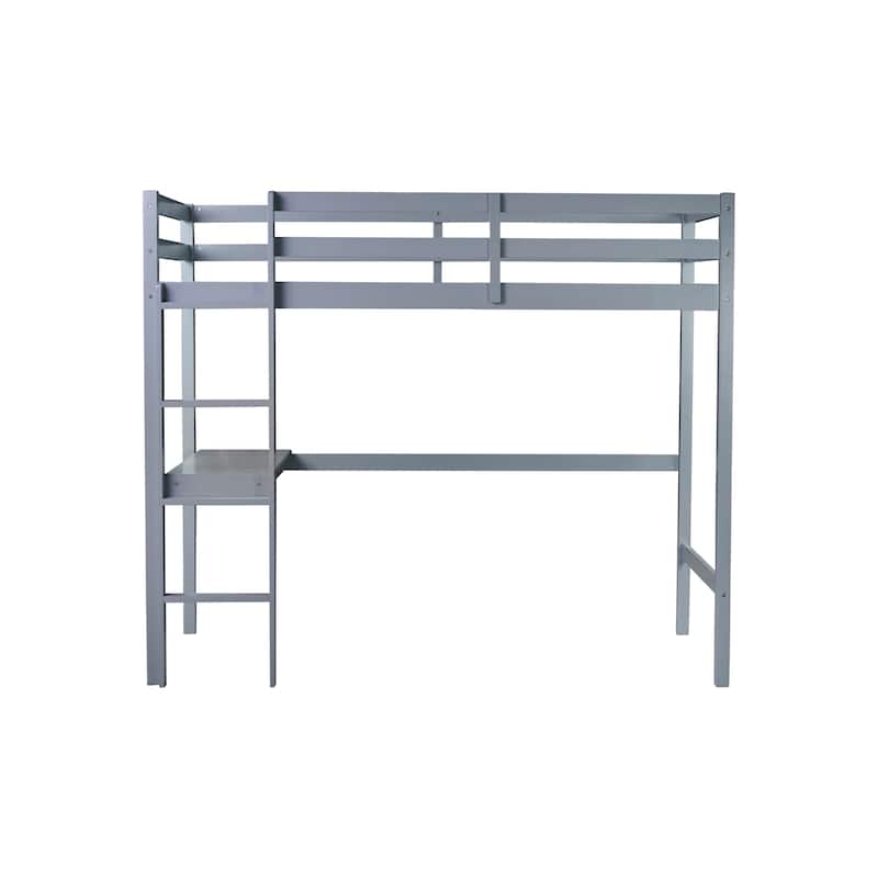 High Loft Bed with Safety Guardrail,built-in desk,ladder,