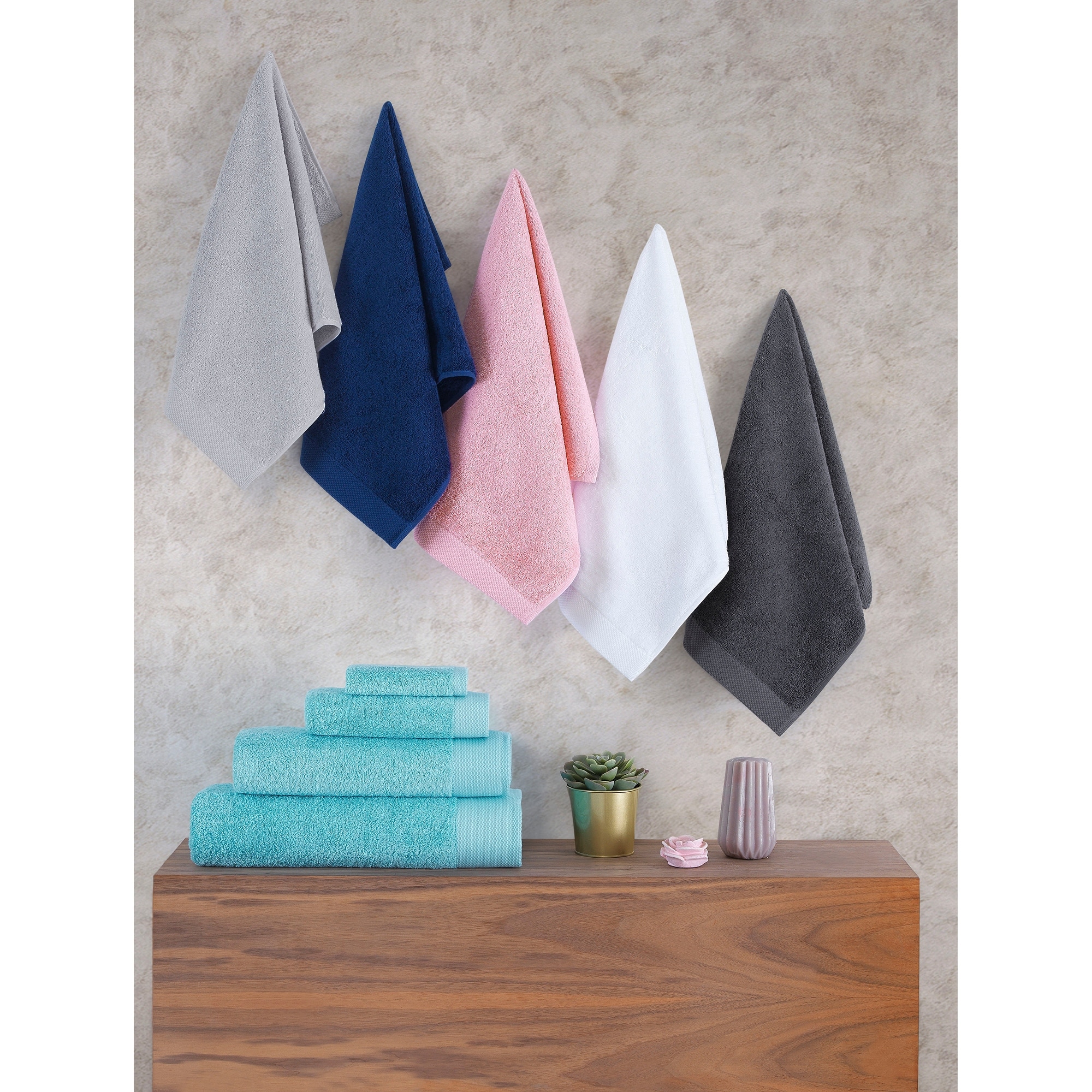 Serafina Home Teal Blue Kitchen Towels: 100% Cotton Soft Absorbent Terry  Cloth, Set of 3 