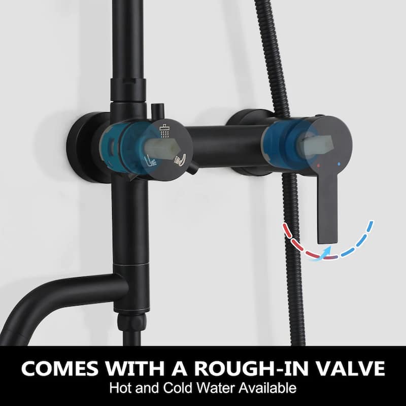 47"H 3-Function 304 Stainless Steel Wall-Mounted Outdoor Shower System