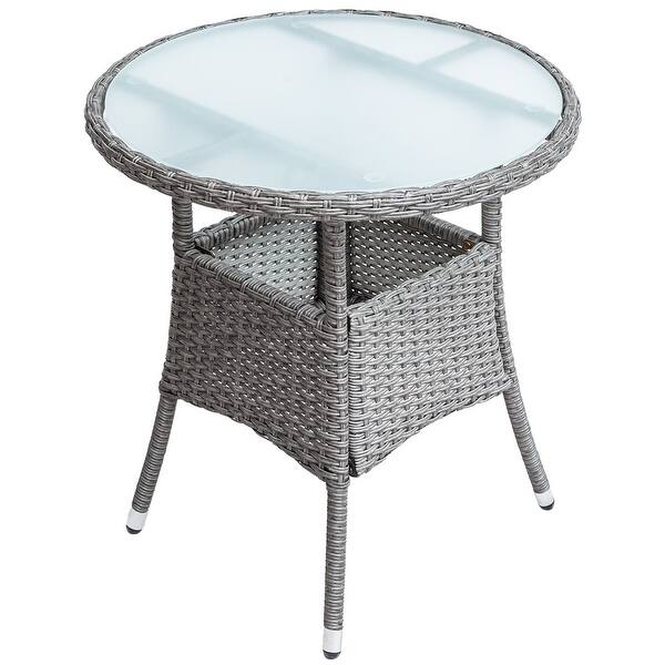 Shop Leisure Zone 4 Piece Resin Wicker Patio Furniture Set With Round Table Overstock 31319065