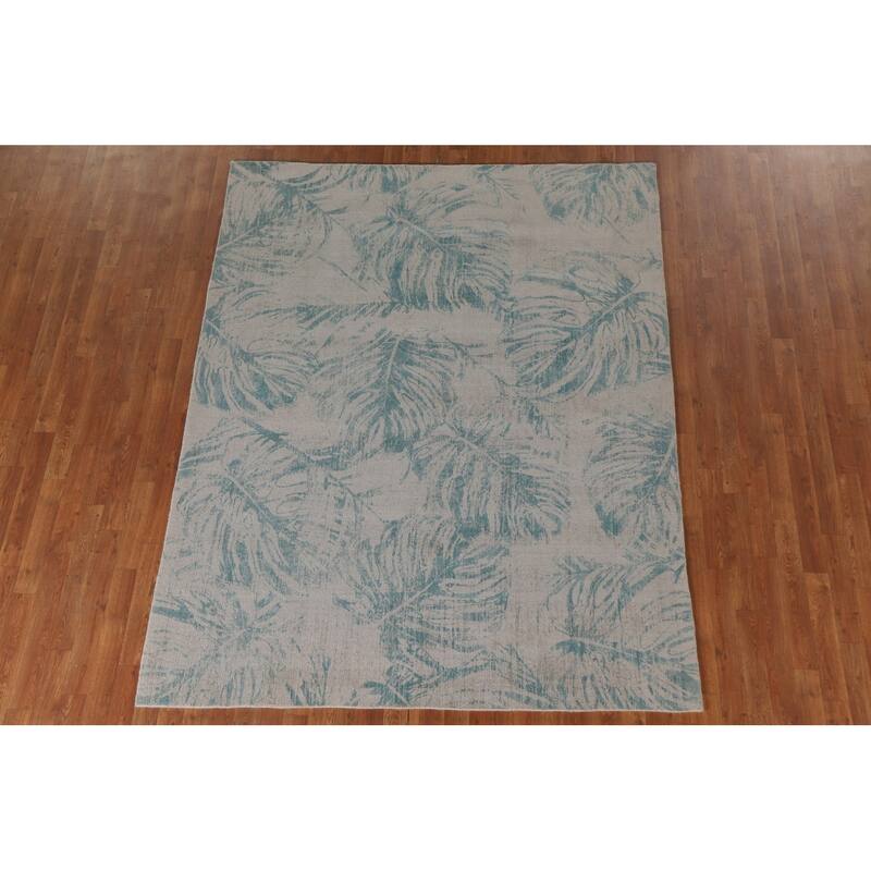 Hand Knotted Oriental 100% Wool Carpet Modern All-Over Beige & Ivories Abstract Area Rug - 8' 0'' X 6' 3''