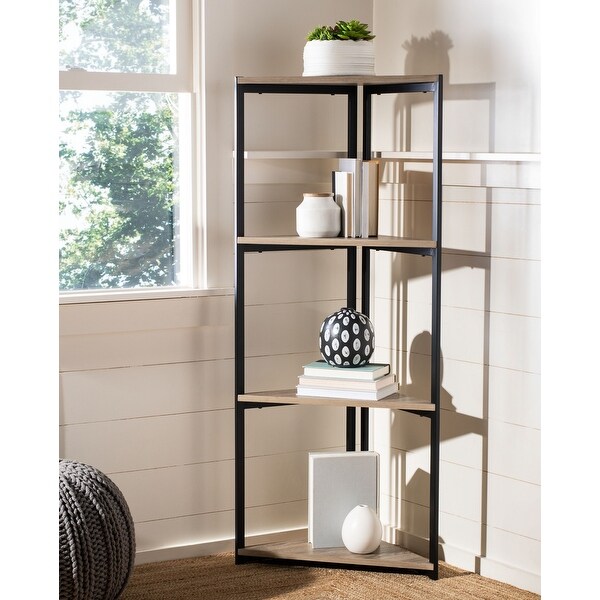 SAFAVIEH Logan 4 Tier Corner Bookshelf - 16.5" x 16.5" x 55". Opens flyout.