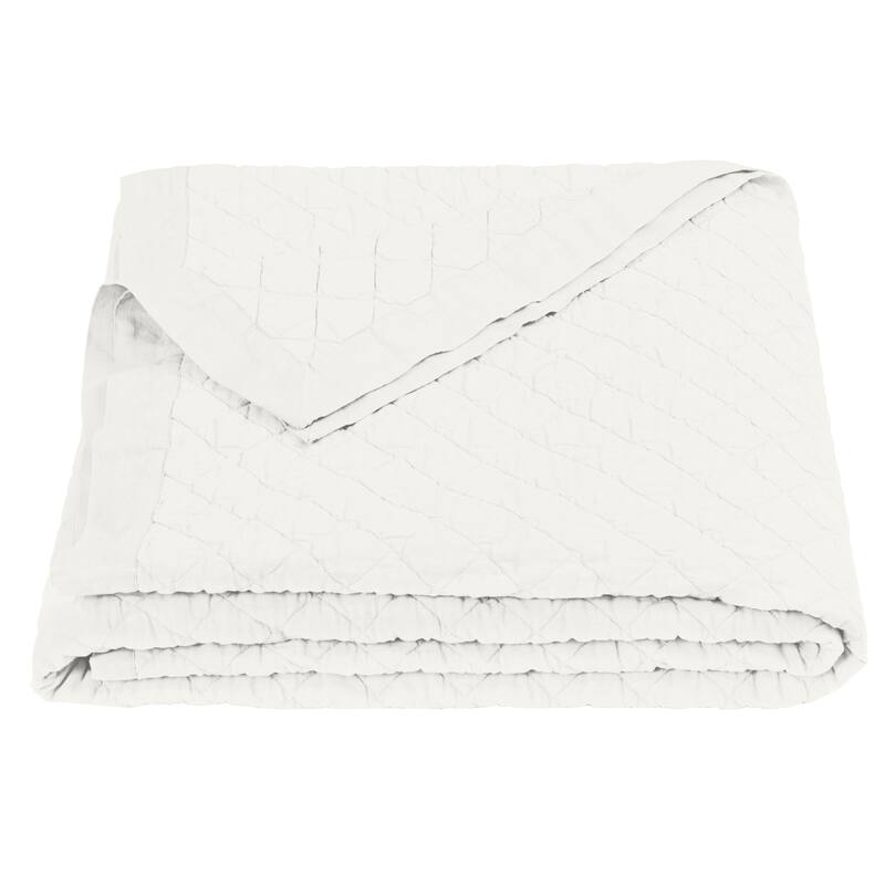 HiEnd Accents Diamond Pattern Linen Cotton Quilt, 1PC - Vintage White - Queen
