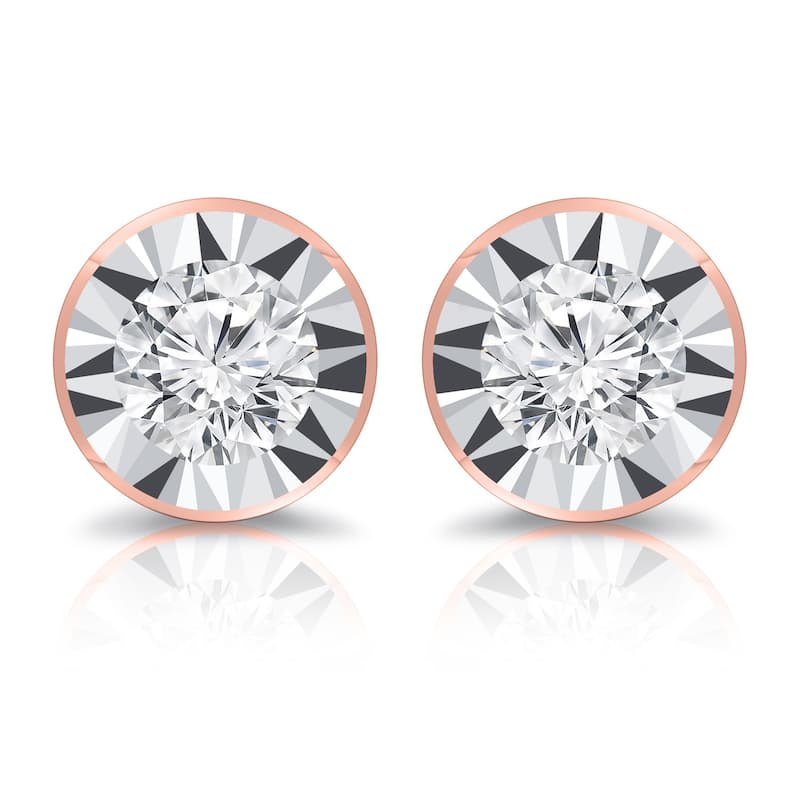 Auriya 14k Gold 3/8ctw Round Diamond Stud Earrings Bezel-set (G-H, I1-I2)