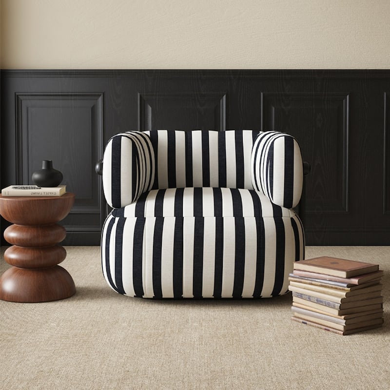 Zebra Striped Accent Chair with Fixed Back