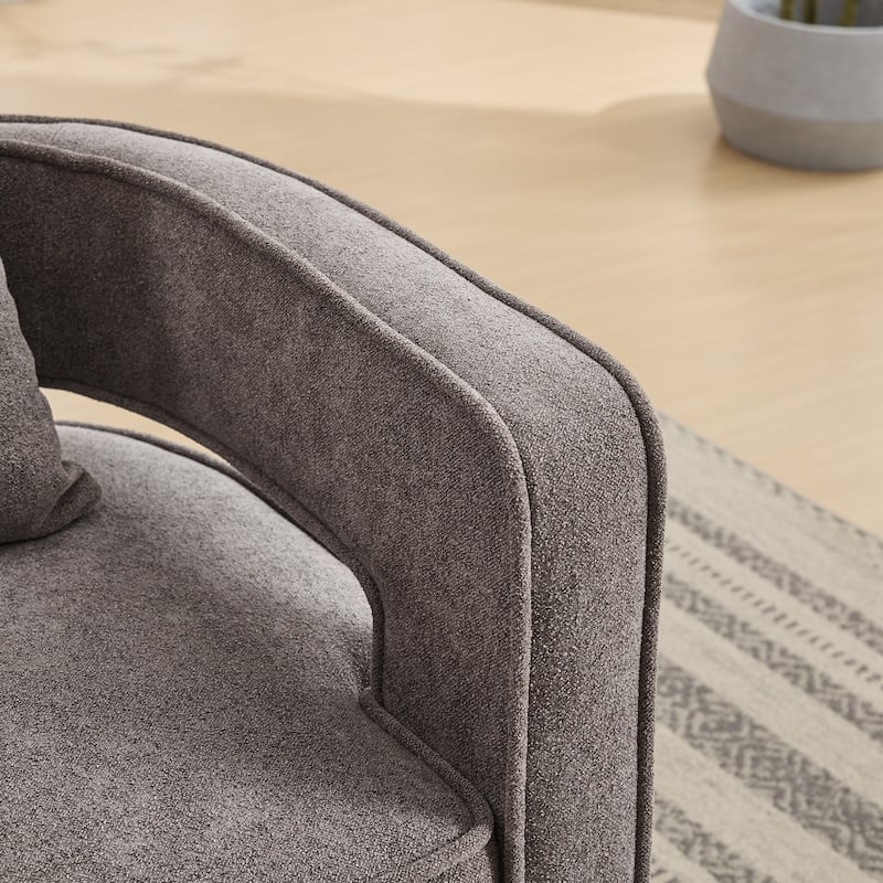 Square Swivel Barrel Chairs, Ergonomic Upholstered Single Sofa Chair, Lounge Club Chair with Open Back & Square Armrests