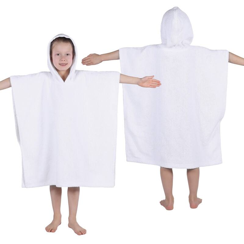 Superior Lyron Kids Cotton Terry Hooded Poncho Bath Towel - Small / Medium - White