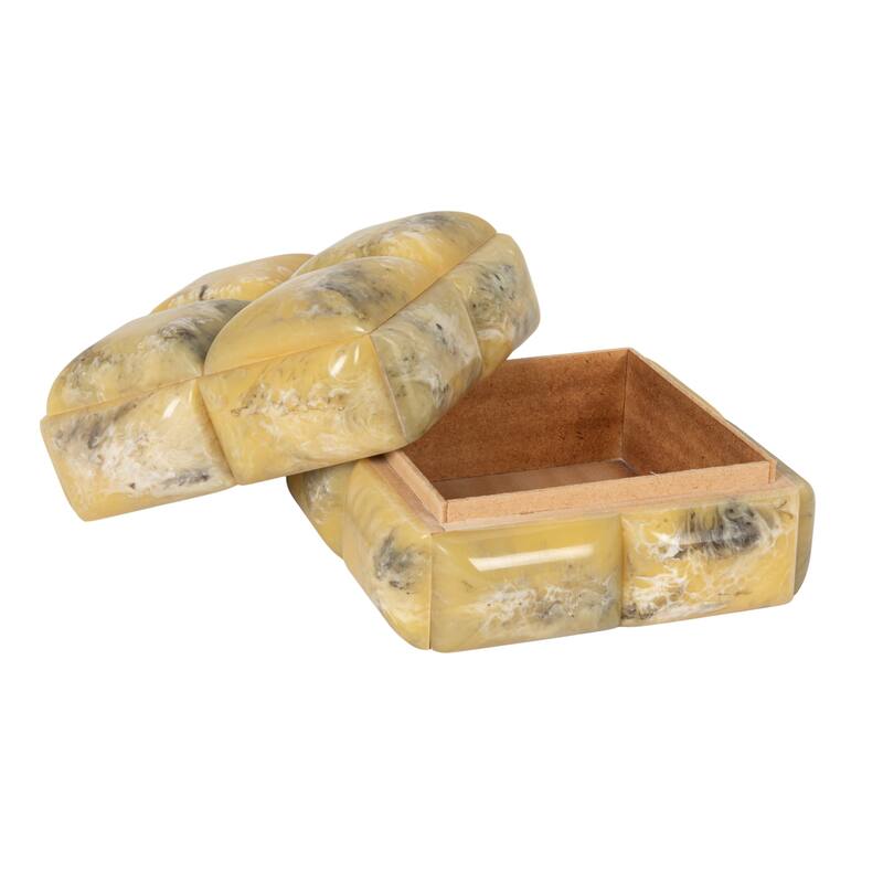 Marbled Resin Studded Decorative Storage Box with Lid - 7.0"L x 7.0"W x 4.25"H