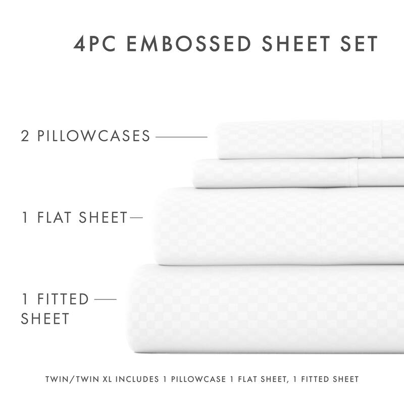 Becky Cameron Premium Checkered Pattern Microfiber 4-piece Deep Pocket Bed Sheet Set