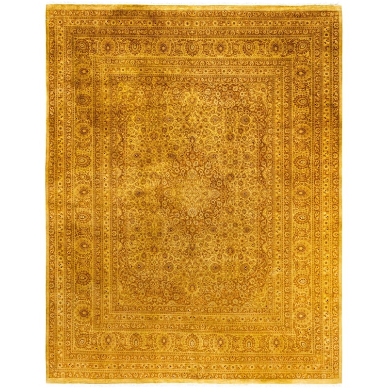 Overdyed One-of-a-Kind Hand-Knotted Area Rug - Yellow - 8' 1" x 10' 5"