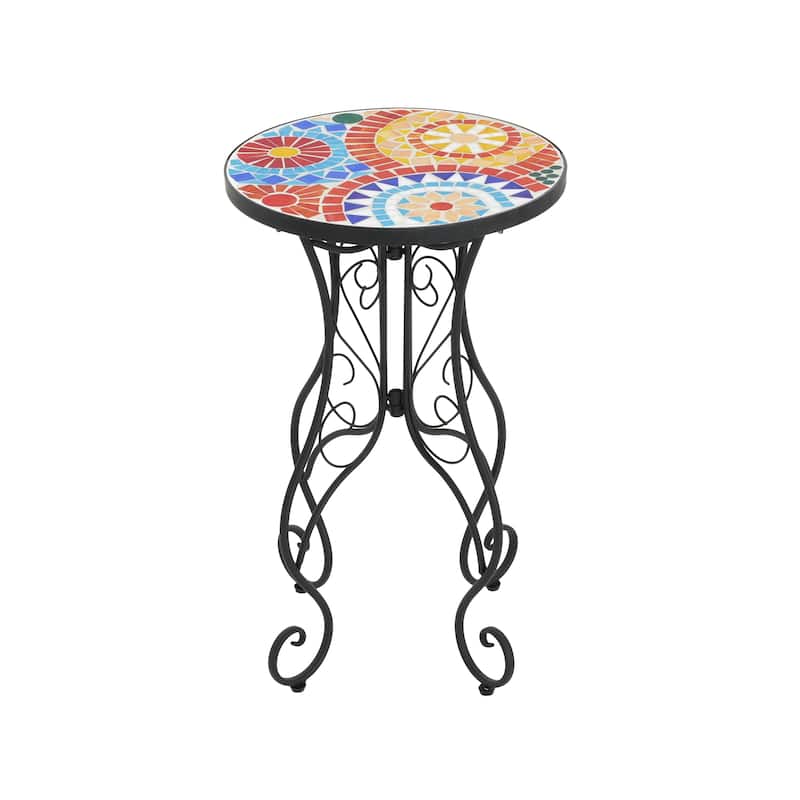 Christopher Knight Home - Camille Ceramic Tile and Iron Outdoor Side Table with French Country Charm