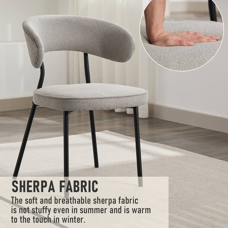 XINMICS Dining Chairs with Curved Backrest, Modern Fabric Upholstered Boucle Kitchen Dining Room Chairs Set of 2/4/6