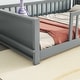 preview thumbnail 38 of 66, Twin Size Floor Bed Frame for Kids Bed with Fence Guardrails Endbed Storage Splint Platform Bed - Available with or without Door