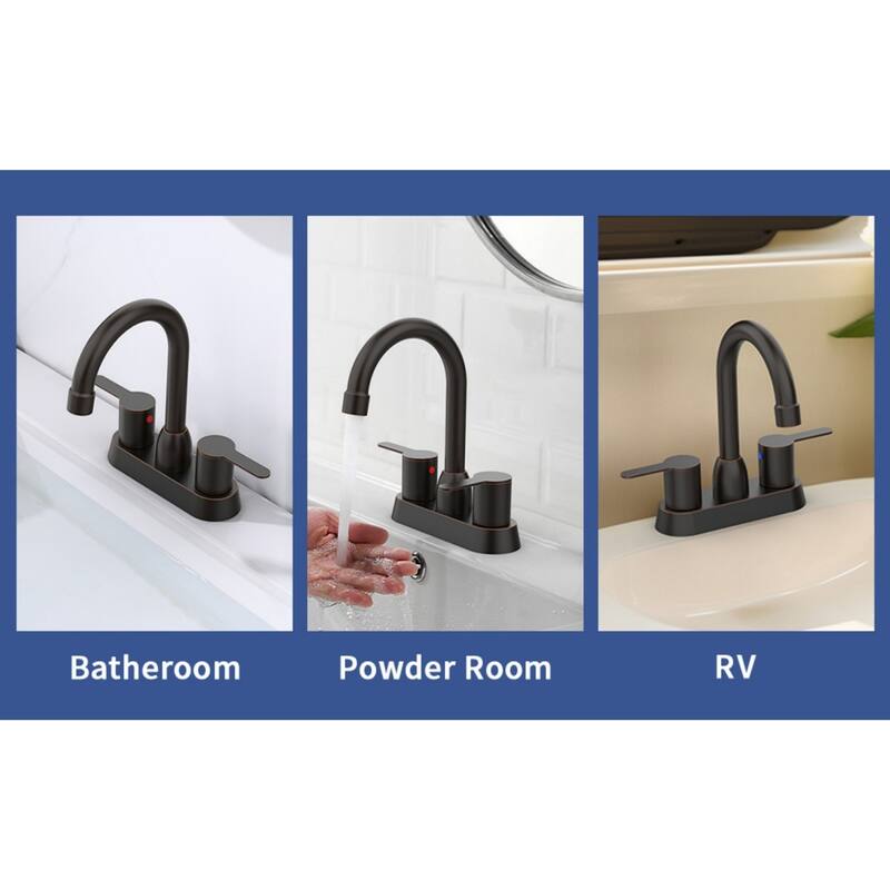 Centerset Bathroom Faucet with 2 Handles in Oil Rubbed Bronze - 6.22" x 2.12" x 8.26"