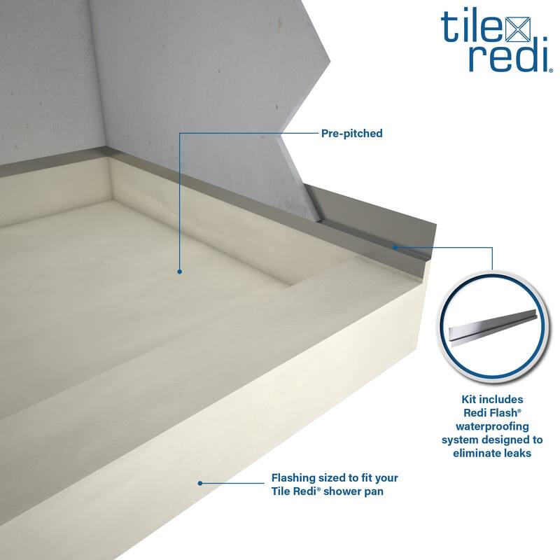 Tile Redi RT3248RRB32KIT Base'N Bench 60" x 32" Rectangular Shower