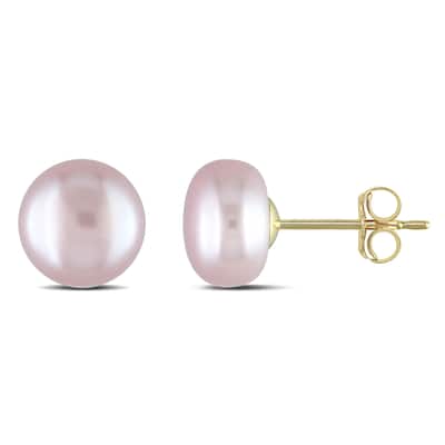 Miadora 7-7.5mm Pink Cultured Freshwater Pearl Stud Earrings 14k Yellow Gold