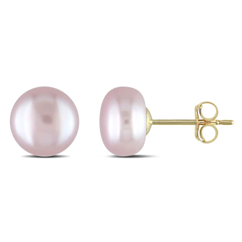 Miadora 7-7.5mm Pink Cultured Freshwater Pearl Stud Earrings 14k Yellow Gold