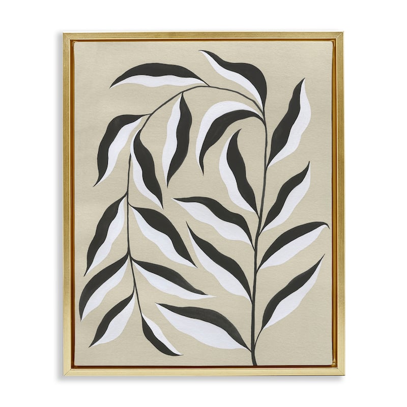 Stupell Natural Curved Vegetation Framed Floater Canvas Wall Art Design By Grace Popp - 25 x 31 - Gold
