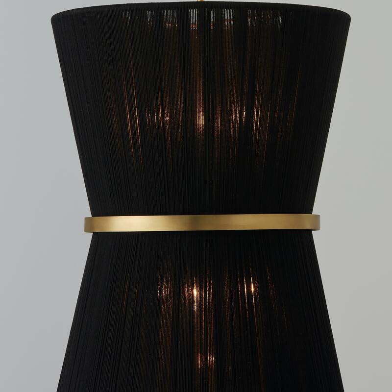 Cecilia 20" 6-light Patinaed Brass/ Tapered String Foyer Pendant