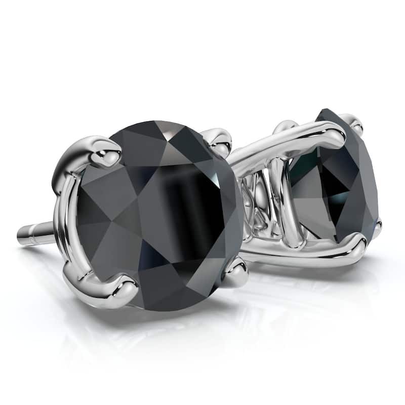 Bliss Diamond 1 1/2 ct White Gold Round Black Diamond Stud Earrings